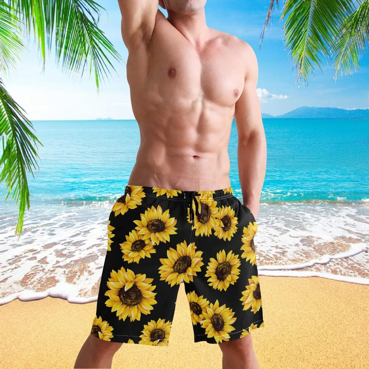 visesunny Men Swim Trunks Swimming Beach Surfing Board Shorts Swimwear Quick Dry Mesh Lining Bathing Suits with Pockets