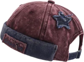 Washed Cotton Brimless Distressed Docker Cap Adjustable Street Casual Sailor Cap Skullcap Beanie Hat Landlord Hats
