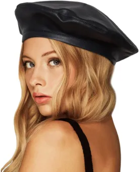 Wheebo PU Leather Berets for Women French Beret Hats Artist Painter Hat Classic Solid Style