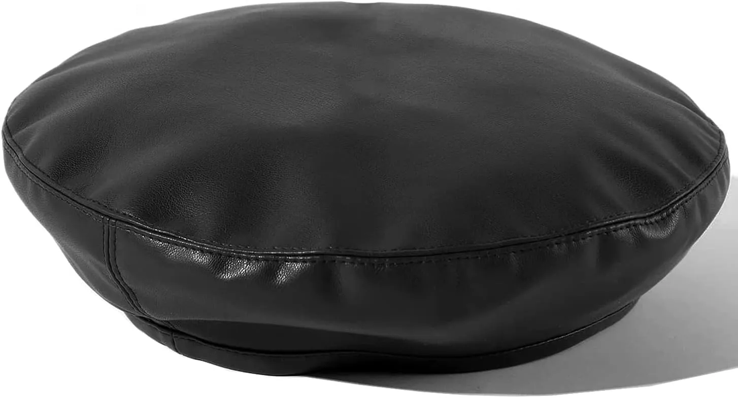 Wheebo PU Leather Berets for Women French Beret Hats Artist Painter Hat Classic Solid Style