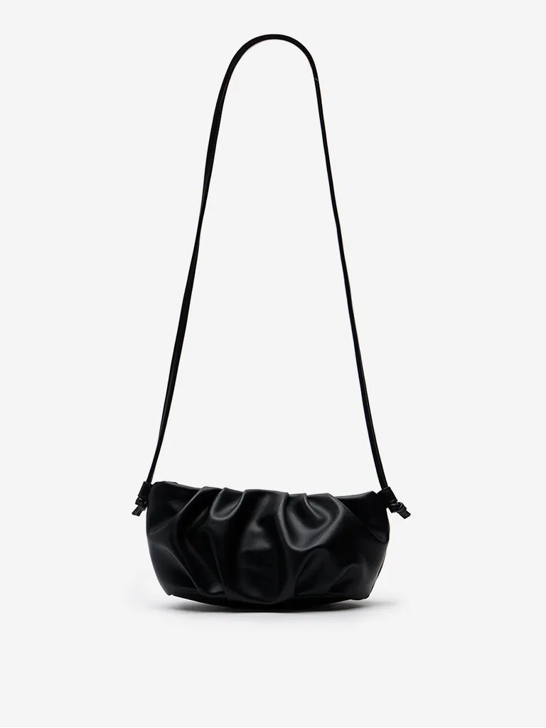 Women Accessories Black Pleated Sling Bag