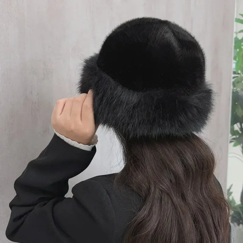 Women’s Winter Plush Fisherman Hat | Fluffy Fur Cap with Ear Protection | Windproof & Stylish Headgear - Cozy Gift for Her