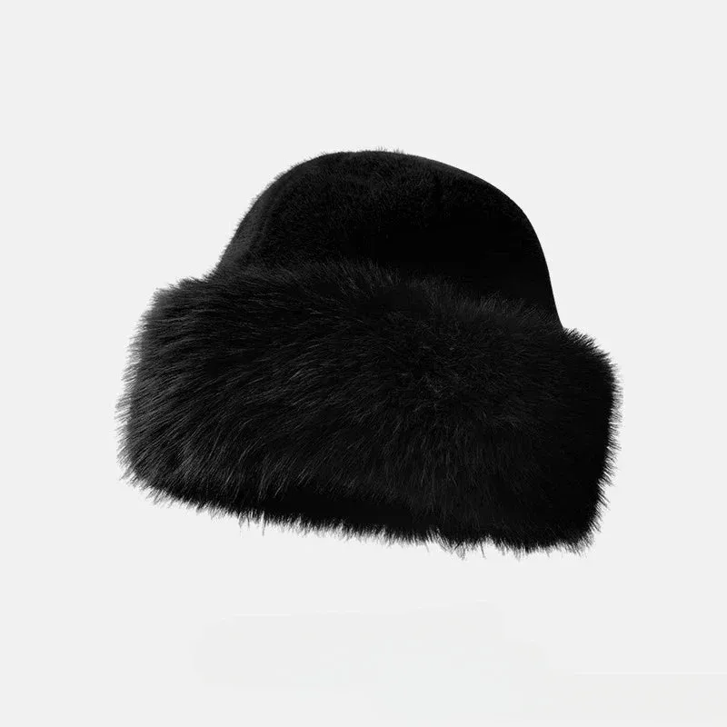 Women’s Winter Plush Fisherman Hat | Fluffy Fur Cap with Ear Protection | Windproof & Stylish Headgear - Cozy Gift for Her