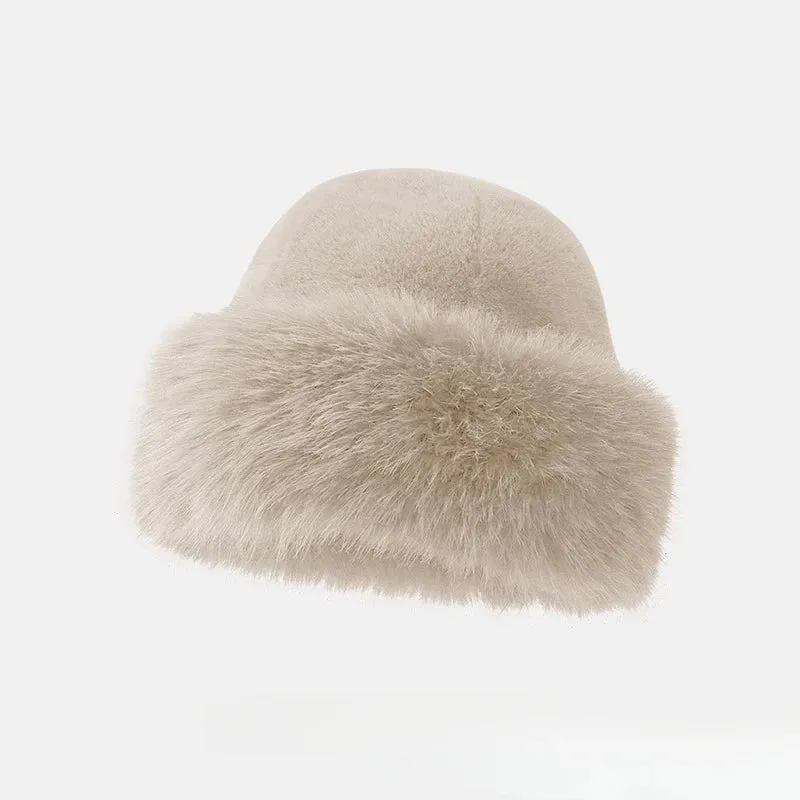 Women’s Winter Plush Fisherman Hat | Fluffy Fur Cap with Ear Protection | Windproof & Stylish Headgear - Cozy Gift for Her