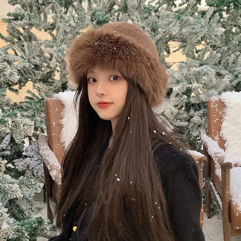 Women’s Winter Plush Fisherman Hat | Fluffy Fur Cap with Ear Protection | Windproof & Stylish Headgear - Cozy Gift for Her