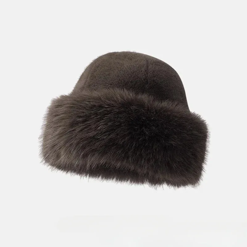 Women’s Winter Plush Fisherman Hat | Fluffy Fur Cap with Ear Protection | Windproof & Stylish Headgear - Cozy Gift for Her