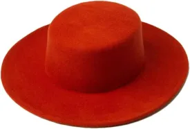 Wool Fedora Hats Women Round Flat Top Hat Wide Brim Solid Color Party Wedding Performance Cap
