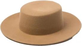 Wool Fedora Hats Women Round Flat Top Hat Wide Brim Solid Color Party Wedding Performance Cap