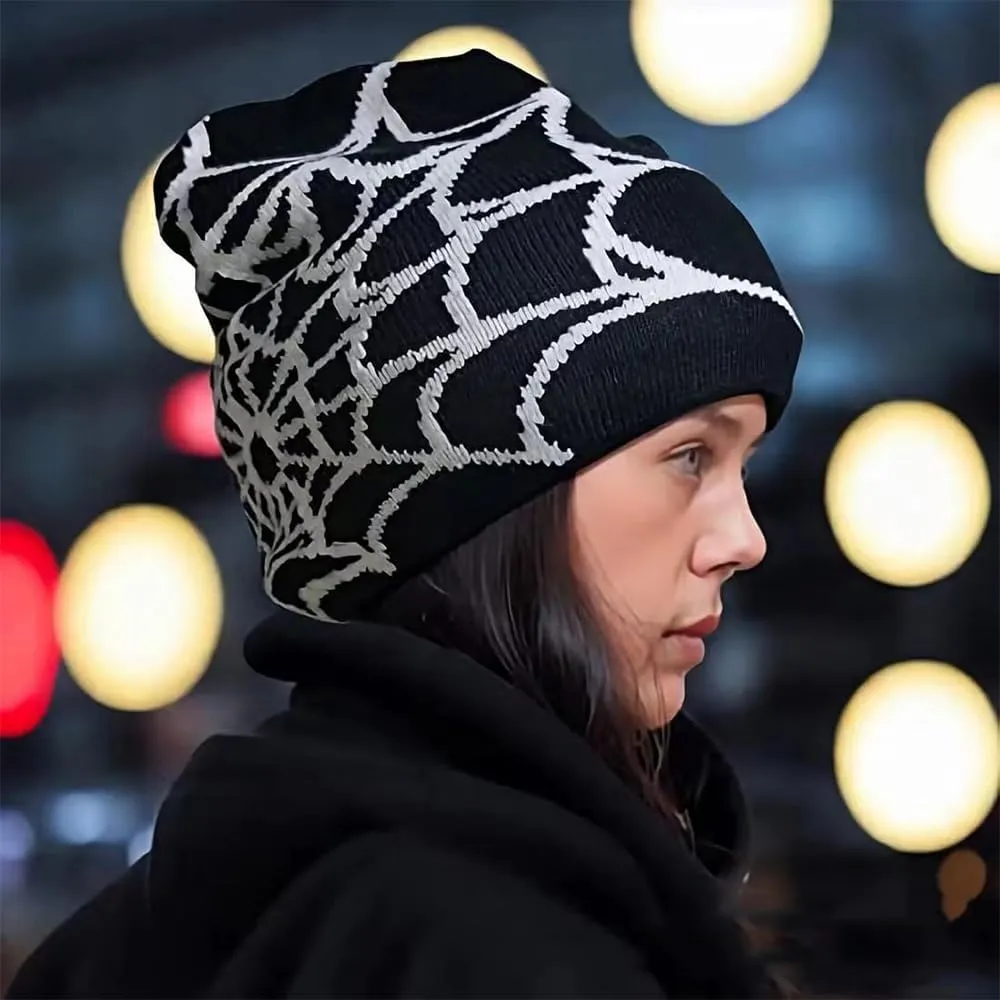 Y2k Spider Beanie Hats MEA Culpa Knitted Hat Streetwear Headwear Winter Wool Acrylic Knit Skull Cap for Men Women