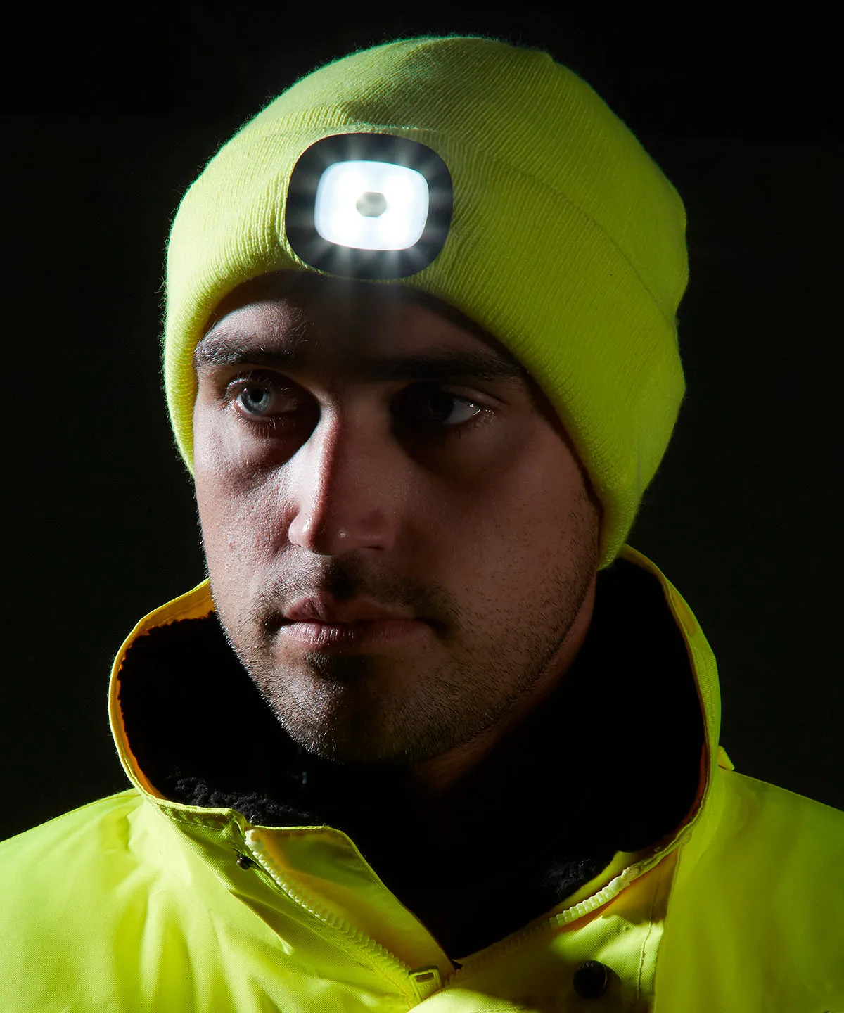 Yellow - Beanie LED headlight USB rechargeable (B029)