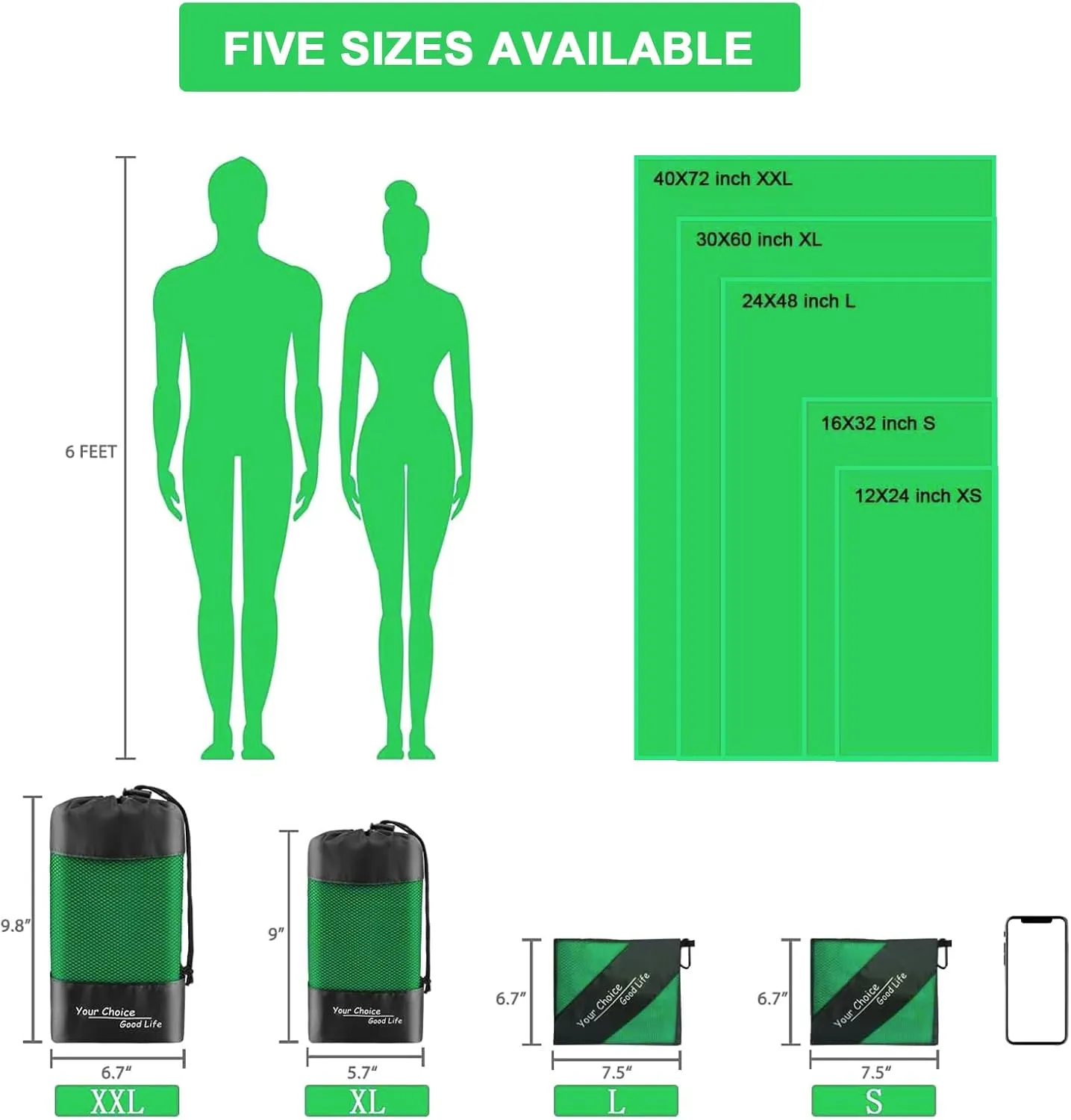 Your Choice Quick Dry Towel - Super Absorbent Microfiber for Gym, Travel, Camping | Ultra Compact & Lightweight